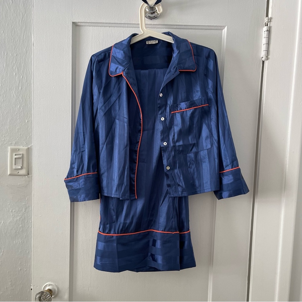 Free People Pajama Set, Navy & Orange